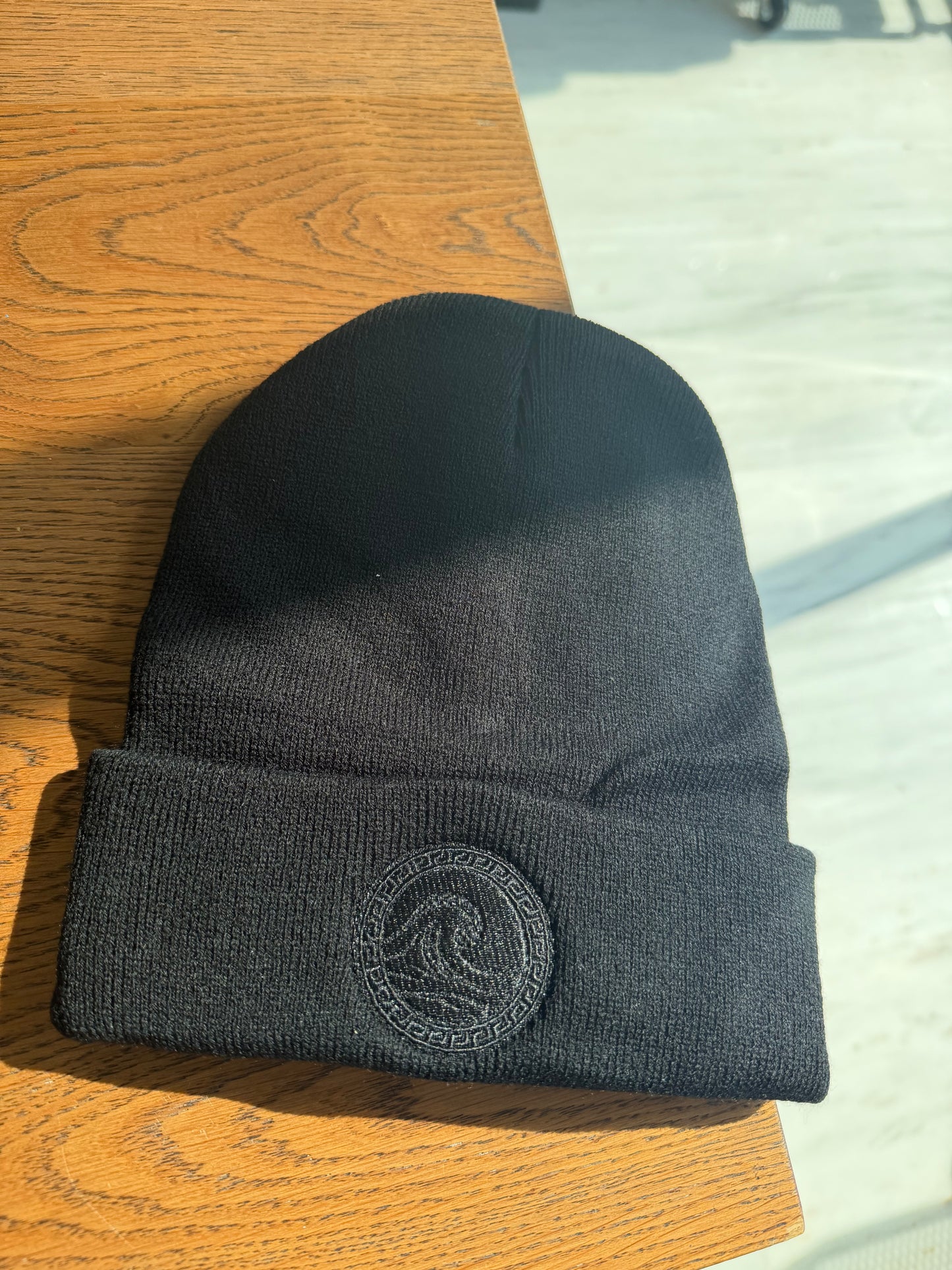 Black Embroidered Beanie